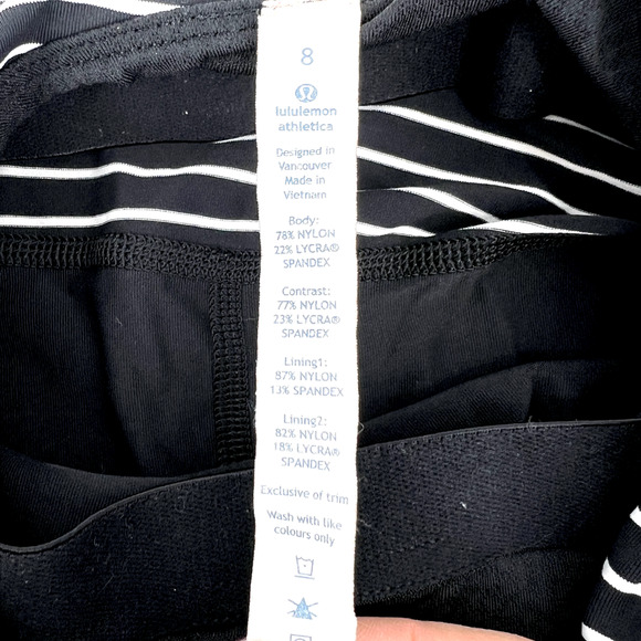 Lululemon Aria II Black and White Workout Tank Top Built in Bra Cups Size 8 - Picture 7 of 8
